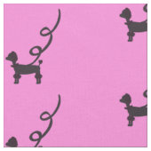 Schwarze Poodles Muster Stoff (Nahaufnahme)