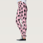 Schwarze Poodles und Bows Muster Pink Leggings (Links)