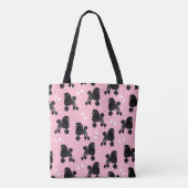 Schwarze Poodles und Bows Muster Pink Tasche (Rückseite)