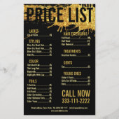 Schwarze Preisliste für Glitzer Splash Flyer (Vorne)