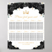 Schwarze Prinzessin Quinceañera 10 Tabelle Seating Poster (Vorne)