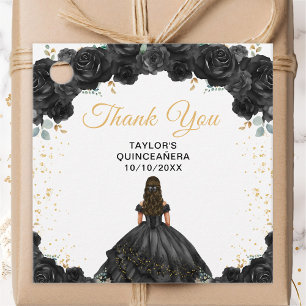 Schwarze Prinzessin Quinceañera Danke Geschenkanhänger