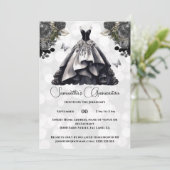 Schwarze Prinzessin Quinceañera Fantasy Ballgow Ro Einladung (Stehend Vorderseite)