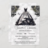 Schwarze Prinzessin Quinceañera Fantasy Ballgow Ro Einladung (Vorne/Hinten)