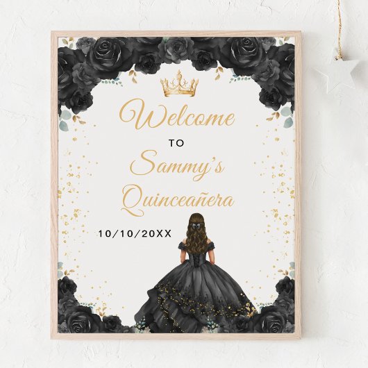 Schwarze Prinzessin Quinceañera Willkommen Poster