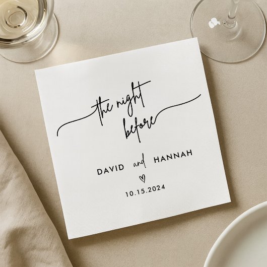 Schwarze Probe Abendessen am Abend vor der Hochzei Serviette