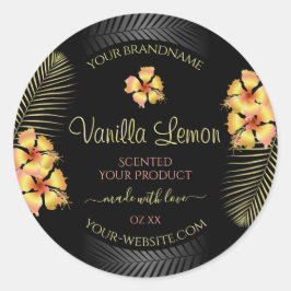 Schwarze Produktmarken Gelb-Rosa-Hawaiianische Blu Runder Aufkleber