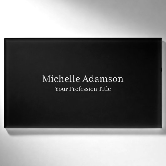 Schwarze Professionelle Schlichte Moderne Namenschild (Vorderseite)