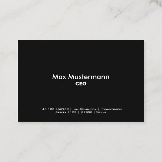 Schwarze professionelle Visitenkarte (Rückseite)