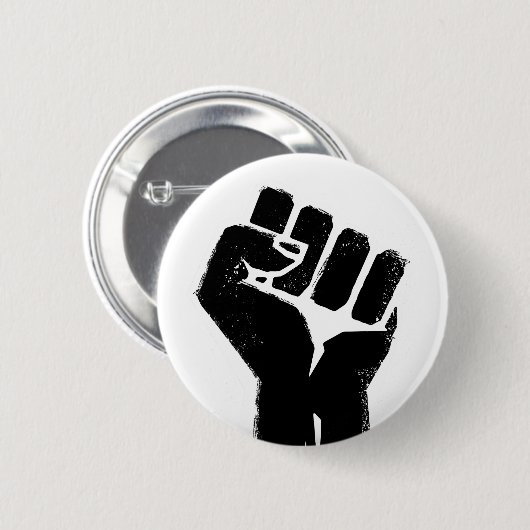 Schwarze Protestfaust Button (Vorne & Hinten)