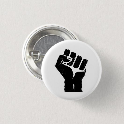 Schwarze Protestfaust Button (Vorne & Hinten)