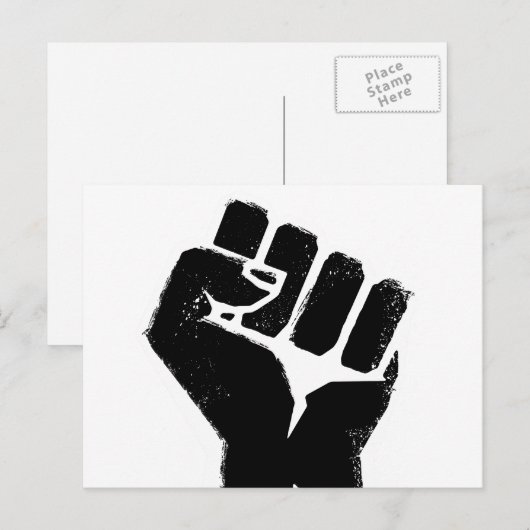 Schwarze Protestfaust Postkarte (Vorne/Hinten)