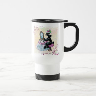 Schwarze Pudel-Boudoir-Retro-Kunst Isolierte Tasse