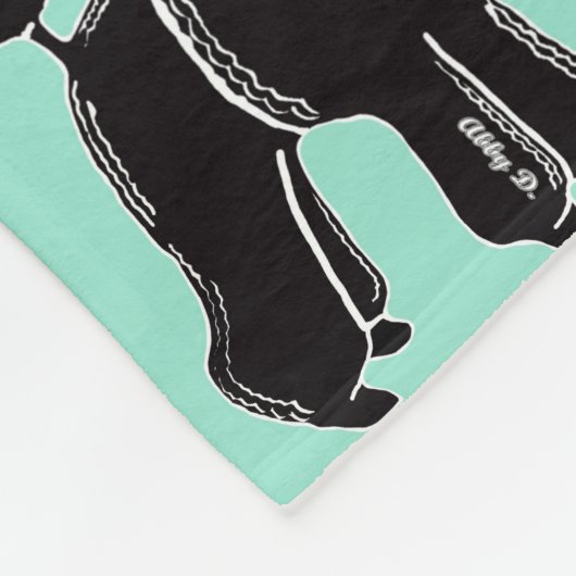 Schwarze Pudel-Druck-Minzen-Fleece-Decke Fleecedecke (Ecke)