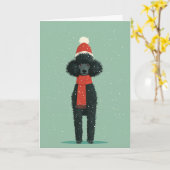 Schwarze Pudel-Weihnachtsgrüße Karte (Gelbe Blume)