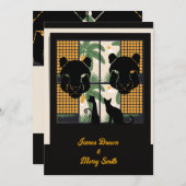 Schwarze Puma Maske Hauskatze Liebe Hochzeit Einladung (Vorne/Hinten)