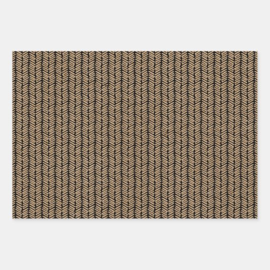 Schwarze Punkt Zickzack Streifen Imitate Braun Kra Geschenkpapier Set (Vorderseite 3)