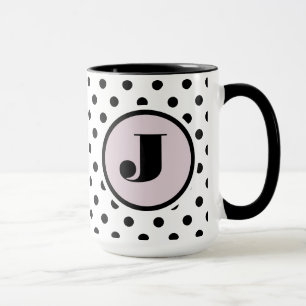 Schwarze Punkte benutzerdefinierte Monogramm Tasse