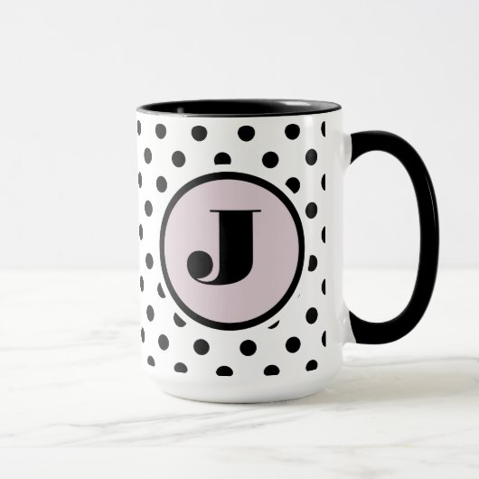Schwarze Punkte benutzerdefinierte Monogramm Tasse (Rechts)