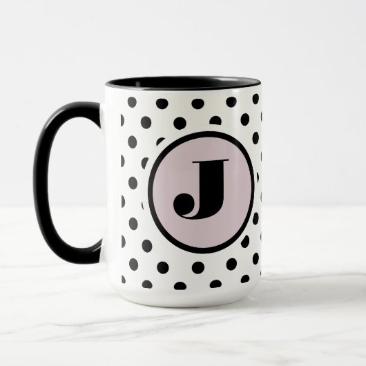 Schwarze Punkte benutzerdefinierte Monogramm Tasse (Links)