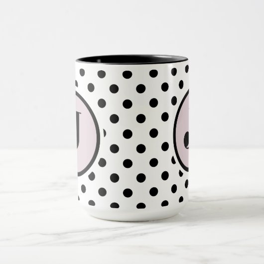 Schwarze Punkte benutzerdefinierte Monogramm Tasse (Zentrum)