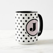 Schwarze Punkte benutzerdefinierte Monogramm Tasse (VorderseiteRechts)