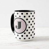 Schwarze Punkte benutzerdefinierte Monogramm Tasse (Vorderseite Links)