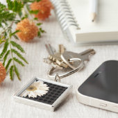 Schwarze Punkte der weißen Blume Schlüsselanhänger (Seite)