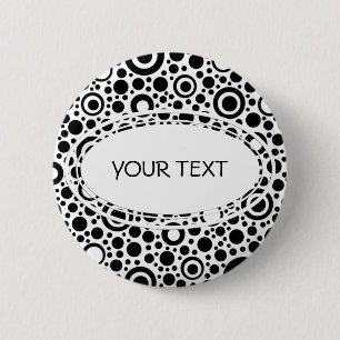 Schwarze Punkte & Kreismuster + Ihr Text & Hinterg Button