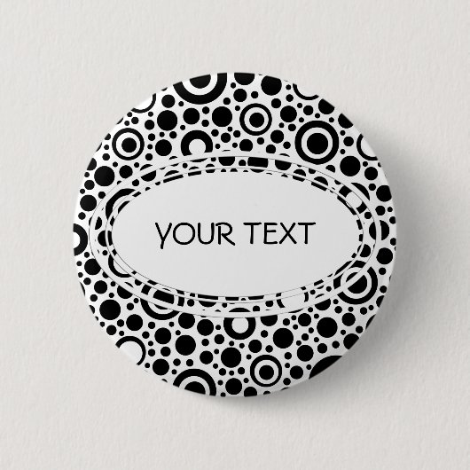 Schwarze Punkte & Kreismuster + Ihr Text & Hinterg Button (Vorderseite)