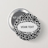 Schwarze Punkte & Kreismuster + Ihr Text & Hinterg Button (Vorne & Hinten)