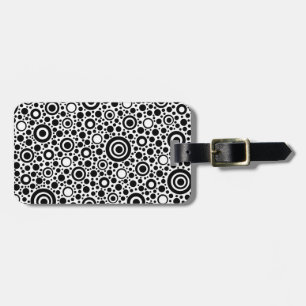 Schwarze Punkte & Kreismuster + Ihr Text & Hinterg Gepäckanhänger