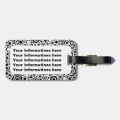 Schwarze Punkte & Kreismuster + Ihr Text & Hinterg Gepäckanhänger (Rückseite horizontal)