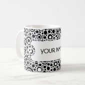 Schwarze Punkte & Kreismuster + Ihr Text & Hinterg Kaffeetasse (Vorderseite Links)