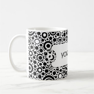 Schwarze Punkte & Kreismuster + Ihr Text & Hinterg Kaffeetasse