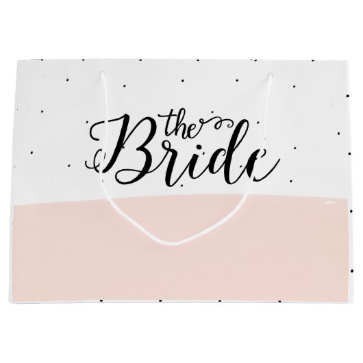 Schwarze Punkte Muster rosa Streifen Große Geschenktüte (Vorderseite)