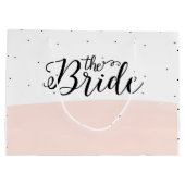 Schwarze Punkte Muster rosa Streifen Große Geschenktüte (Rückseite)