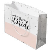 Schwarze Punkte Muster rosa Streifen Große Geschenktüte (Rückseite Schrägansicht)