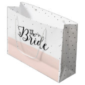 Schwarze Punkte Muster rosa Streifen Große Geschenktüte (Vorderseite Schrägansicht)