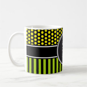 Schwarze Punkte & Streifen Gitter + Ihr Backgr. &  Kaffeetasse