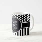 Schwarze Punkte & Streifen Gitter + Ihr Backgr. & Kaffeetasse (VorderseiteRechts)
