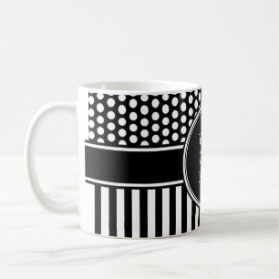 Schwarze Punkte & Streifen Gitter + Ihr Backgr. & Kaffeetasse