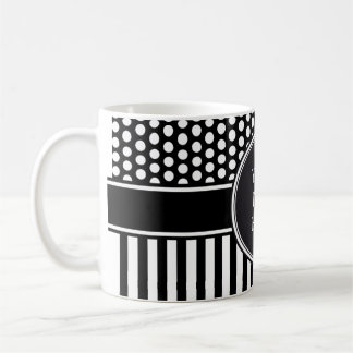 Schwarze Punkte & Streifen Gitter + Ihr Backgr. & Kaffeetasse