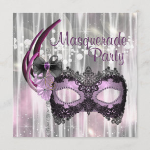 Schwarze Purpur-Maskenparty Einladung