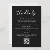 Schwarze QR-Code-Brunch- und Sekt-Brautjungfernpar Einladung (Rückseite)