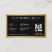 Schwarze QR-Code-Elektriker Elektroinstallateur Visitenkarte (Rückseite)