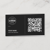Schwarze QR-Code-Visitenkarte mit Logo | Modern Visitenkarte (Vorderseite)