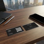 Schwarze QR-Code-Visitenkarte mit Logo | Modern Visitenkarte
