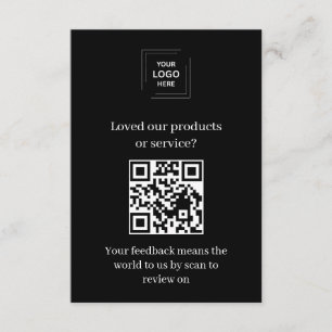 Schwarze QR-Kundenfeedback-Review-Insert-Karte Begleitkarte