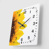 Schwarze Quadrate / Gelbe und braune Sonnenblumen Quadratische Wanduhr (Winkel)